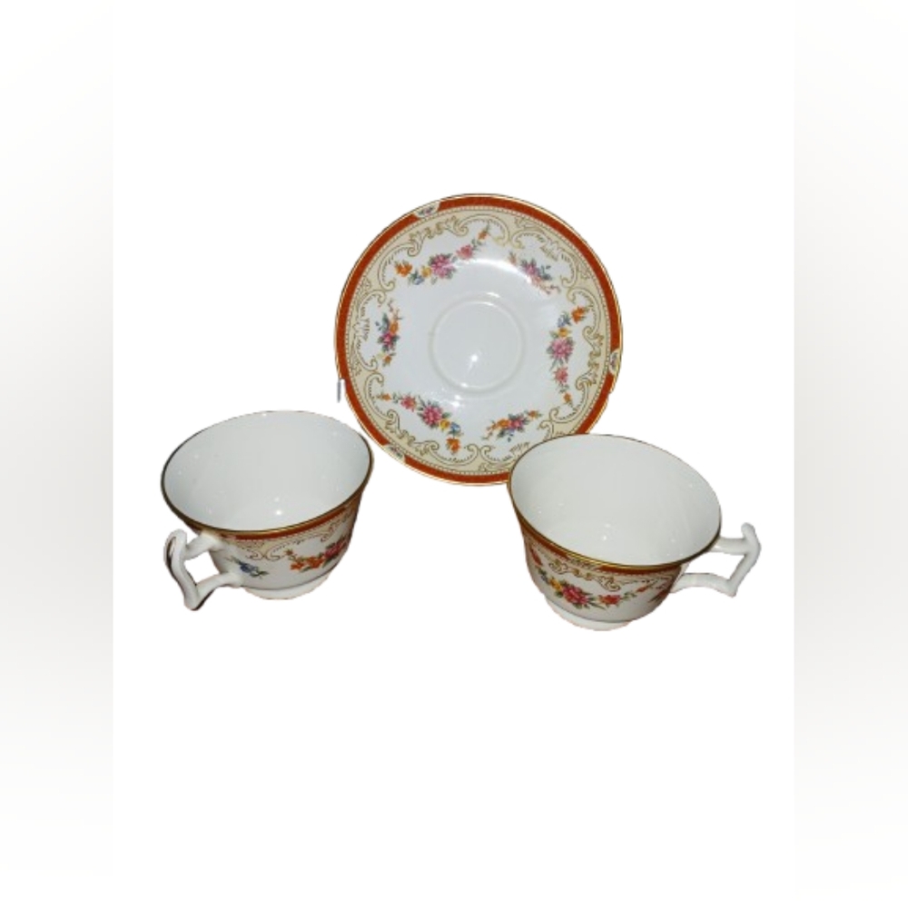 2 teacups and 1 plate